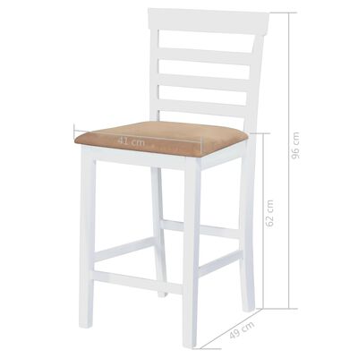 vidaXL 3-részes barna-fehér tömör fa bárasztal és szék garnitúra