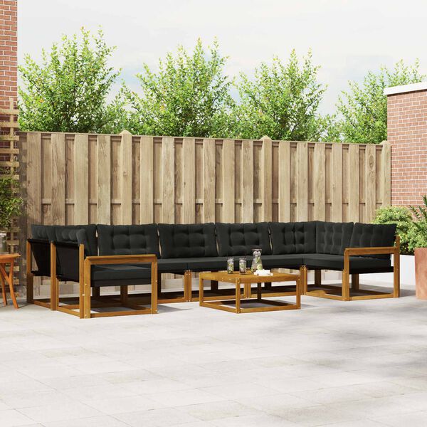 vidaXL K&uuml;lt&eacute;ri kanap&eacute; szett p&aacute;rn&aacute;val 8 pcs Term&eacute;szetes &eacute;s fekete