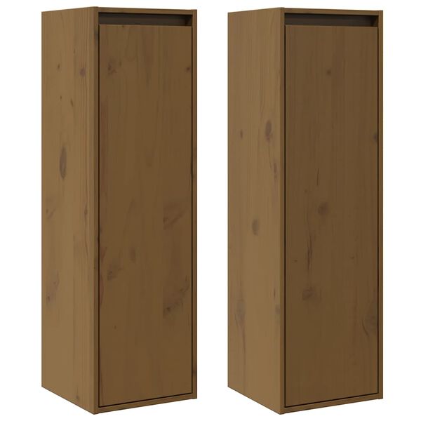 vidaXL 2 db m&eacute;zbarna t&ouml;m&ouml;r fenyőfa faliszekr&eacute;ny 30 x 30 x 100 cm