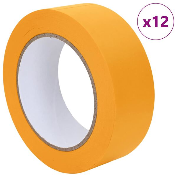 vidaXL Festő Maszkol&oacute; Szalagok 12 pcs S&aacute;rga 38mm x 50m Pap&iacute;r