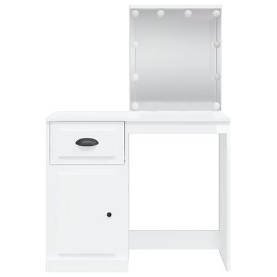vidaXL magasfényű fehér fésülködőasztal LED-del 90x40x132,5 cm