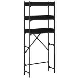 vidaXL Mos&oacute;g&eacute;p polc polcokkal Fekete 0ak 67 x 25 x 163 cm Szerelt Fa