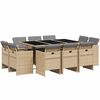 vidaXL 11r&eacute;szes vegyes b&eacute;zs polyrattan kerti &eacute;tkezőgarnit&uacute;ra p&aacute;rn&aacute;kkal