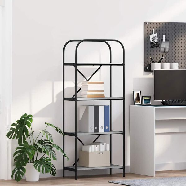 vidaXL K&ouml;nyvespolc Sz&uuml;rke Sonoma 60 x 30 x 146 cm Faanyag