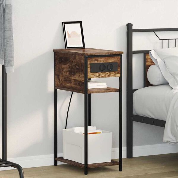 vidaXL &Eacute;jjeliszekr&eacute;ny F&uuml;st&ouml;lt t&ouml;lgy 41 x 28 x 76 cm Faanyag