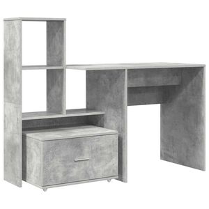 vidaXL Asztal Beton Sz&uuml;rke Szerelt Fa 131,5 x 50 x 106,5 cm