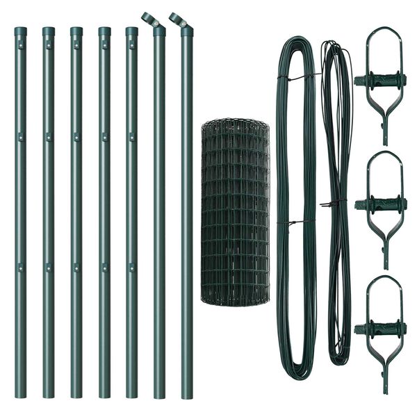 vidaXL Ker&iacute;t&eacute;s oszlopokkal Z&ouml;ld 0,4 x 10 m Ac&eacute;l &eacute;s PVC