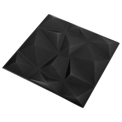 vidaXL 12 darab gyémánt fekete 3D fali panel 50 x 50 cm 3 m²