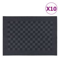 vidaXL 10 db fekete-szürke pamut konyhai törölköző 50 x 70 cm