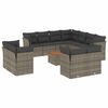 vidaXL 12 r&eacute;szes sz&uuml;rke polyrattan kerti &uuml;lőgarnit&uacute;ra p&aacute;rn&aacute;kkal