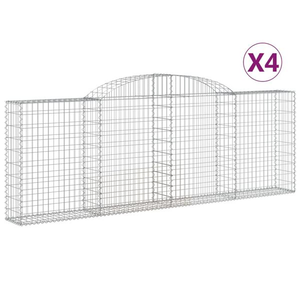 vidaXL 4 db íves horganyzott vas gabion kosár 300 x 30 x 100/120 cm