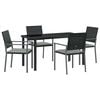 vidaXL Kert &eacute;tkező szett 5 pcs Fekete &eacute;s Vil&aacute;gossz&uuml;rke PE Rattan