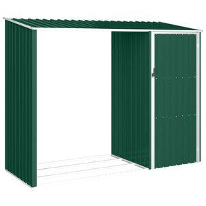 vidaXL z&ouml;ld horganyzott ac&eacute;l kerti tűzifat&aacute;rol&oacute; 245 x 98 x 159 cm