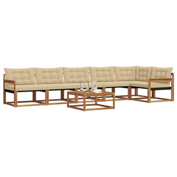 vidaXL K&uuml;lt&eacute;ri kanap&eacute; szett p&aacute;rn&aacute;val 7 pcs Term&eacute;szetes &eacute;s b&eacute;zs