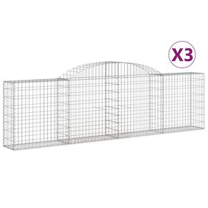 vidaXL 3 db &iacute;ves horganyzott vas gabion kos&aacute;r 300x30x80/100 cm
