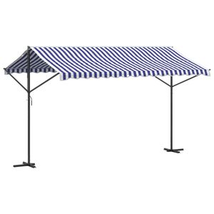 vidaXL k&eacute;k-feh&eacute;r sz&ouml;vet &eacute;s ac&eacute;l szabadon &aacute;ll&oacute; napellenző 400 x 300 cm