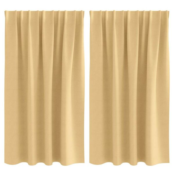 vidaXL Fekete F&uuml;gg&ouml;ny Gyűrűkkel 2 pcs B&eacute;zs 140 x 140 cm Poli&eacute;szter