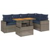 vidaXL 6 r&eacute;szes sz&uuml;rke polyrattan kerti &uuml;lőgarnit&uacute;ra p&aacute;rn&aacute;kkal