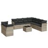 vidaXL 10 r&eacute;szes vil&aacute;gossz&uuml;rke polyrattan kerti &uuml;lőgarnit&uacute;ra p&aacute;rn&aacute;kkal