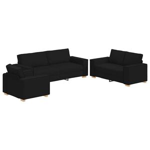 vidaXL Kanap&eacute; 3 pcs Fekete 220 x 80 x 84 cm L&aacute;bbal kevert anyag