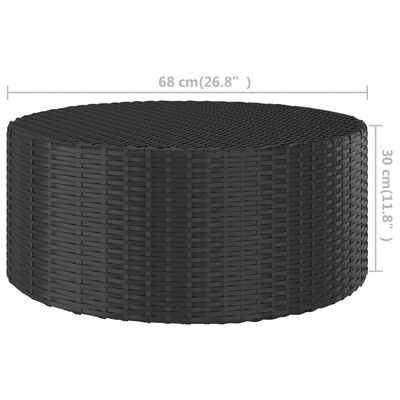 vidaXL fekete polyrattan teázóasztal 68 x 68 x 30 cm