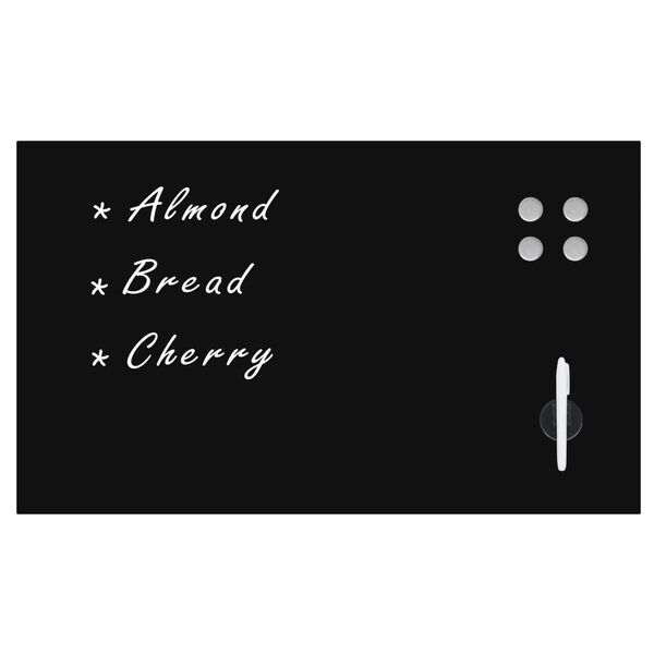 vidaXL fekete, falra szerelhető mágneses üvegtábla 100 x 60 cm