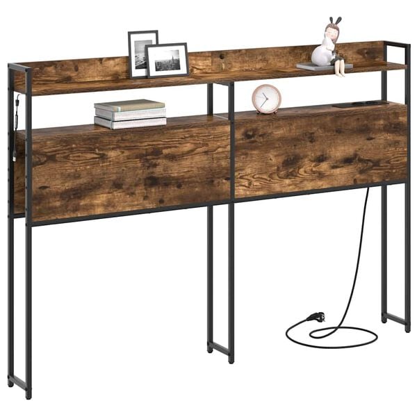 vidaXL T&aacute;rol&oacute; fejt&aacute;mla polcokkal F&uuml;st&ouml;lt t&ouml;lgy 120 cm Faanyag