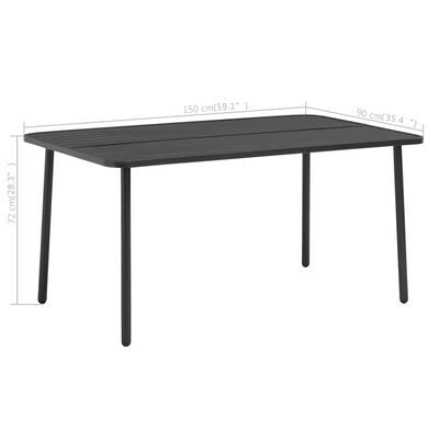 vidaXL sötétszürke acél kerti asztal 150 x 90 x 72 cm