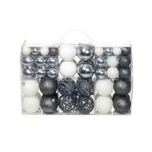 vidaXL 100 darabos feh&eacute;r/sz&uuml;rke kar&aacute;csonyi g&ouml;mb k&eacute;szlet 3/4/6 cm