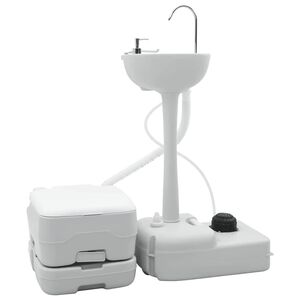 vidaXL Kemping WC K&eacute;szlet 2 pcs Sz&uuml;rke &eacute;s Feh&eacute;r