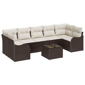 vidaXL Kerti Kanap&eacute; Szett Barna 55 x 55 x 37 cm polirattan