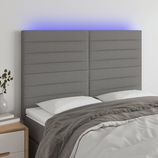 vidaXL s&ouml;t&eacute;tsz&uuml;rke sz&ouml;vet LED-es fejt&aacute;mla 144x5x118/128 cm