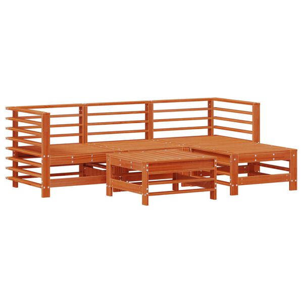 vidaXL Kerti lounge szett 5 pcs Viaszbarna T&ouml;m&ouml;r fenyő