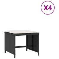 vidaXL 4 db fekete polyrattan kerti szék párnával 41 x 41 x 36 cm