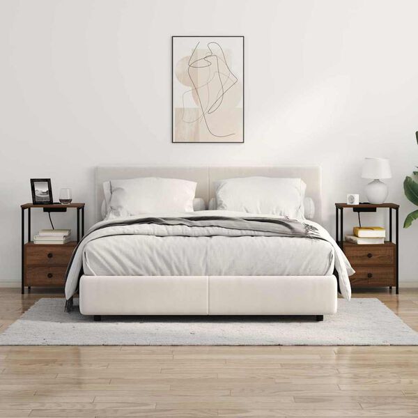 vidaXL &Eacute;jjeliszekr&eacute;ny fi&oacute;kkal Barna T&ouml;lgy 40 x 31 x 60 cm Faanyag