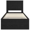 vidaXL Ágykeret fejtámlával fiókkal Fekete 90 x 190 cm Tömör fenyőfa