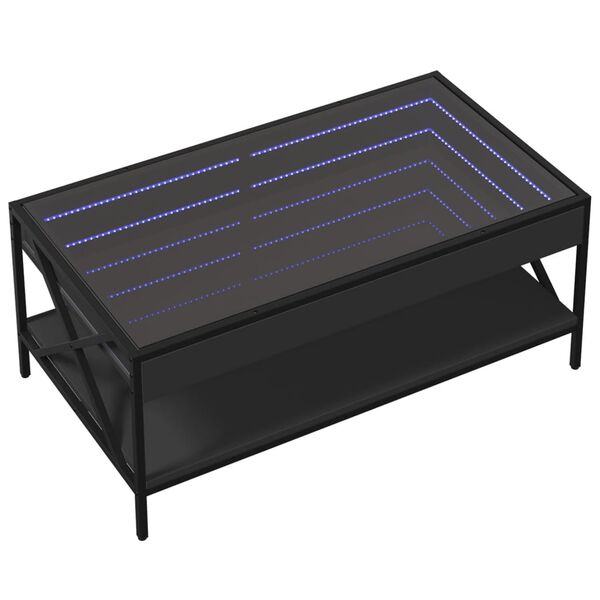 vidaXL fekete v&eacute;gtelen hat&aacute;s&uacute; LED-es doh&aacute;nyz&oacute;asztal 90 x 50 x 38 cm