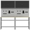 vidaXL Munkapad k&eacute;szlet polcokkal 8 pcs Fekete &eacute;s Sz&uuml;rke Porsz&oacute;rt ac&eacute;l