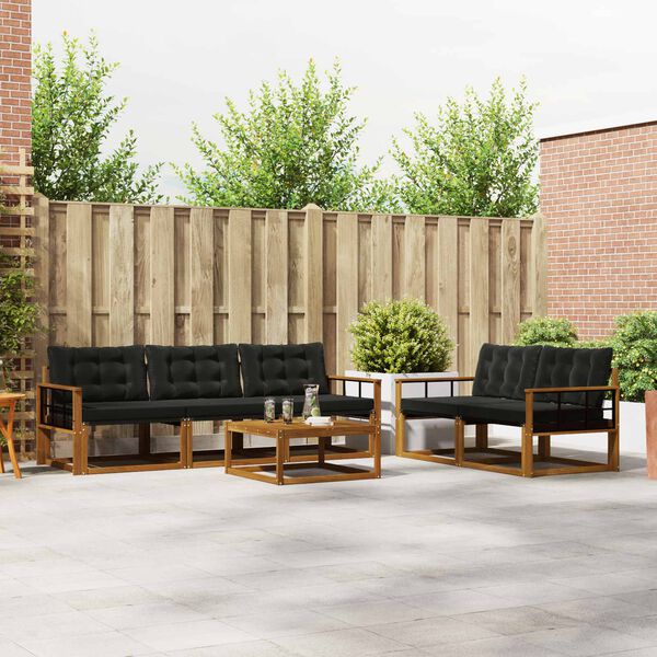 vidaXL K&uuml;lt&eacute;ri kanap&eacute; szett p&aacute;rn&aacute;val 6 pcs Term&eacute;szetes &eacute;s fekete