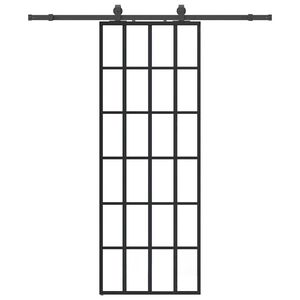 vidaXL fekete ESG &uuml;veg tol&oacute;ajt&oacute; f&eacute;mszerelv&eacute;ny-szettel 76x205 cm