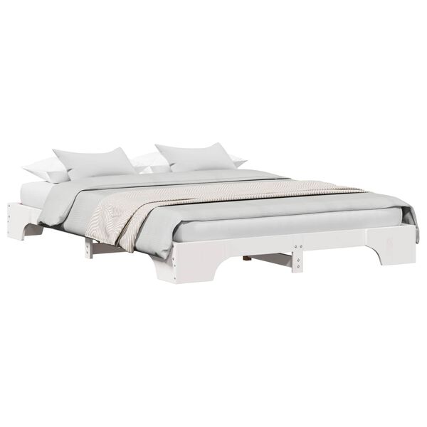 vidaXL &Aacute;gykeret Feh&eacute;r 150 x 200 cm T&ouml;m&ouml;r fenyőfa