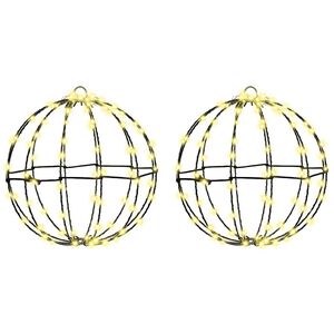 vidaXL Labda 192 LED-del 2 pcs Meleg feh&eacute;r 30 x 30 x 32 cm F&eacute;m