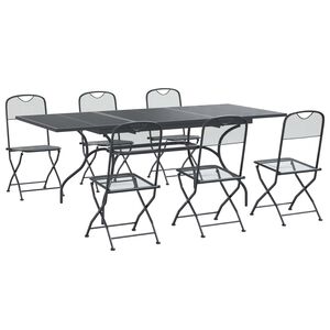 vidaXL Kert &eacute;tkező szett 7 db Antracitsz&uuml;rke 212 x 90 x 76 cm