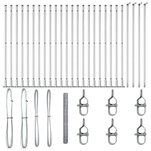 vidaXL Kerítés oszlopokkal Ezüst 1.6 x 50 m PVC-bevonatos acél