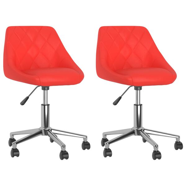 vidaXL 2 db piros műbőr forgó étkezőszék