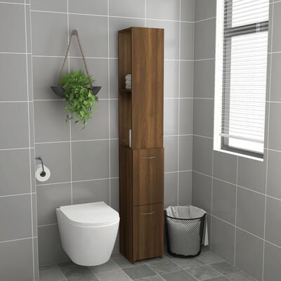 vidaXL barna tölgyszínű szerelt fa fürdőszobaszekrény 25x26,5x170 cm