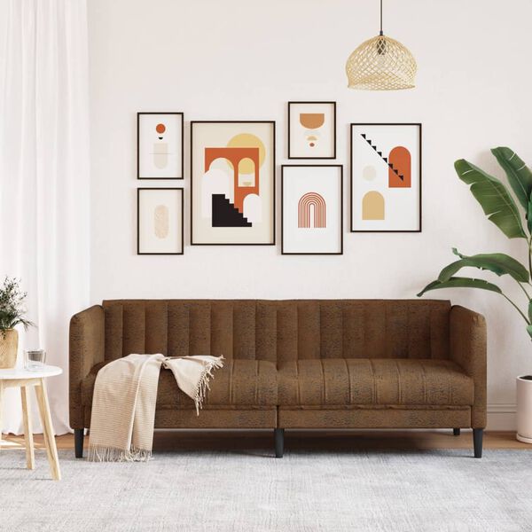 vidaXL 3 személyes barna művelúr kanapé