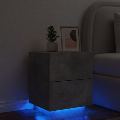 vidaXL betonszürke szerelt fa éjjeliszekrény LED-fényekkel