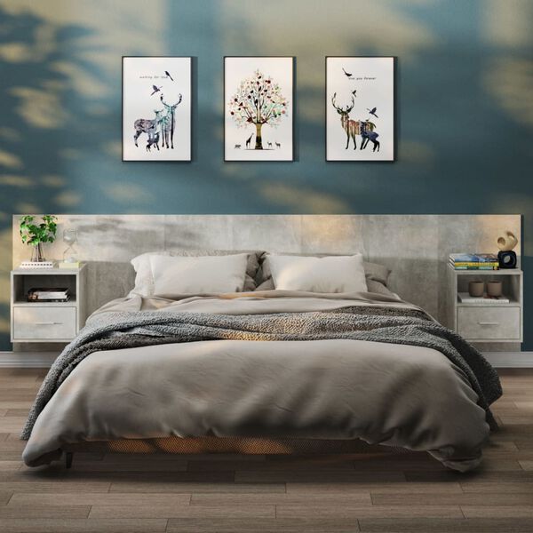 vidaXL 2 db betonsz&uuml;rke falra szerelhető &eacute;jjeliszekr&eacute;ny