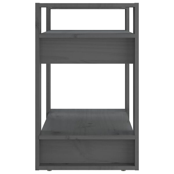 vidaXL szürke tömör fenyőfa könyvszekrény/térelválasztó 60x35x57 cm